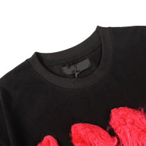 Custom T-shirt | Red fluffy T-shirt | Fashion forward flocked crafted T-shirt | High-quality t-shirt