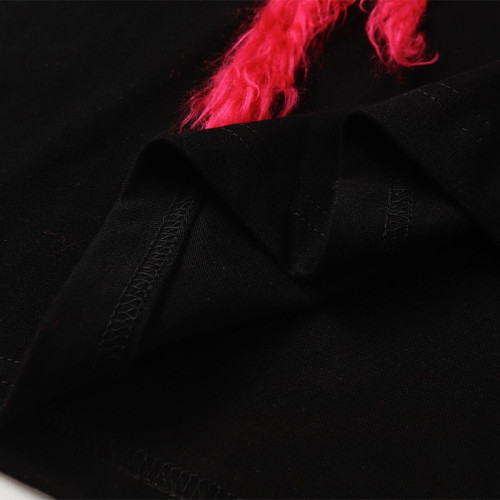 Custom T-shirt | Red fluffy T-shirt | Fashion forward flocked crafted T-shirt | High-quality t-shirt
