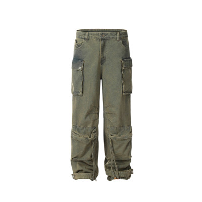 OEM pants | Make old washed blue denim pants | Practical multi-pocket pants | Outdoor versatile pant