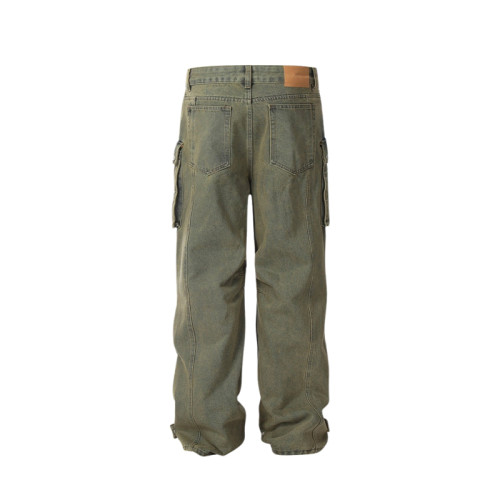 OEM pants | Make old washed blue denim pants | Practical multi-pocket pants | Outdoor versatile pant