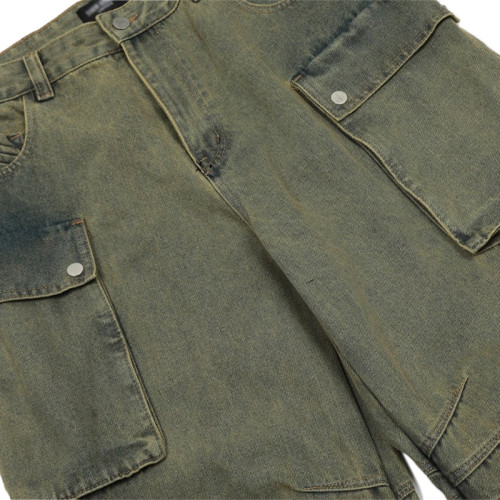 OEM pants | Make old washed blue denim pants | Practical multi-pocket pants | Outdoor versatile pant