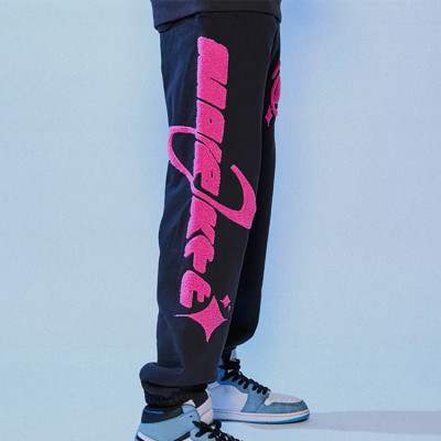 OEM pants | Pink embroidered pants | Street sports pants | High stretch pants | Cotton pants