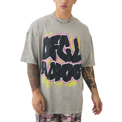 OEM T-shirt | Street grey short sleeve t-shirt | Graffiti style printed t-shirt | Oversized t-shirt