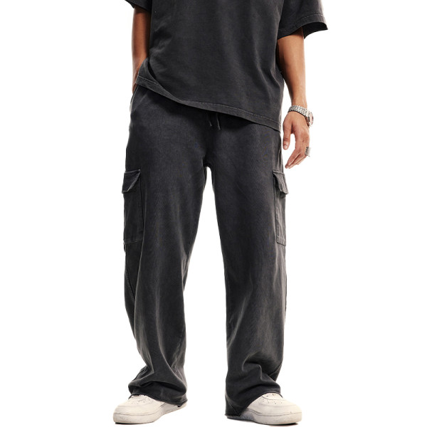 OEM pants | Solid colour straight pants | Casual overalls pants | Ribbed cotton pants | Loose pants