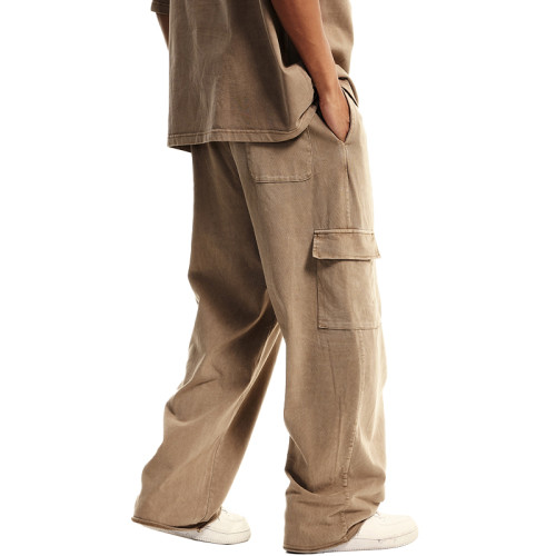 OEM pants | Solid colour straight pants | Casual overalls pants | Ribbed cotton pants | Loose pants