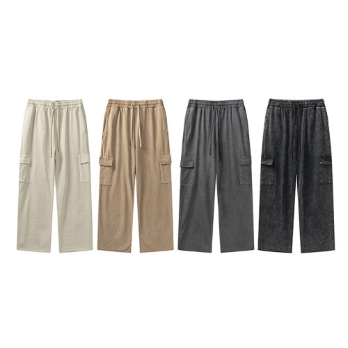 OEM pants | Solid colour straight pants | Casual overalls pants | Ribbed cotton pants | Loose pants