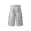 OEM shorts | Light blue overalls denim shorts | Multi-Pocket denim shorts | Washed denim shorts