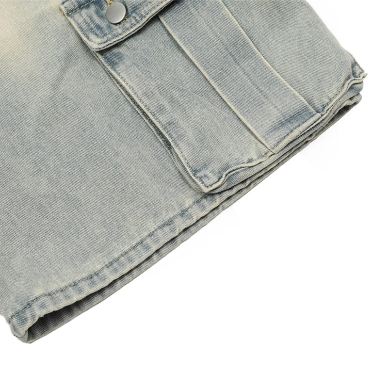 Custom light blue denim shorts