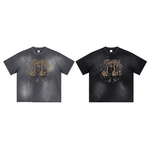 OEM T-shirt | Middle finger short sleeve t-shirt | High quality washed | Street printed patterns