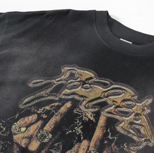 OEM T-shirt | Middle finger short sleeve t-shirt | High quality washed | Street printed patterns