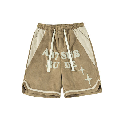 OEM shorts | Breathable shorts | High elastic sports shorts | Foam printing | Drawstring | Khaki