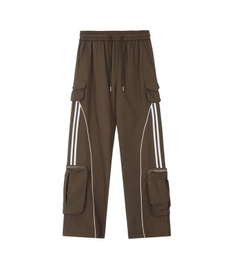 OEM pants | Dark brown hip hop pants | Elasticated Stretch Waist | 3D zipped pockets | Quick-drying