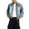 Oem jacket | Vintage style | Washed blue denim jacket | Short casual jacket | Solid colour jacket