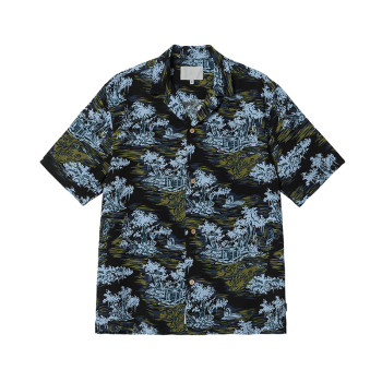 OEM shirt | Tropical short-sleeve shirt | Palm tree motif | Beach vacation style shirt | Polyester