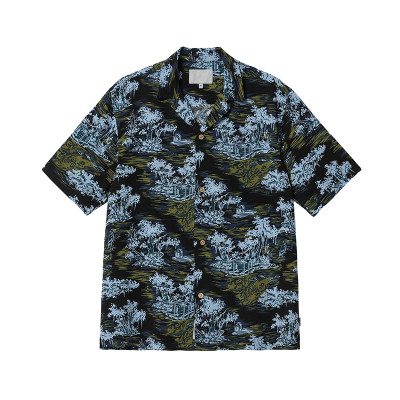 OEM shirt | Tropical short-sleeve shirt | Palm tree motif | Beach vacation style shirt | Polyester