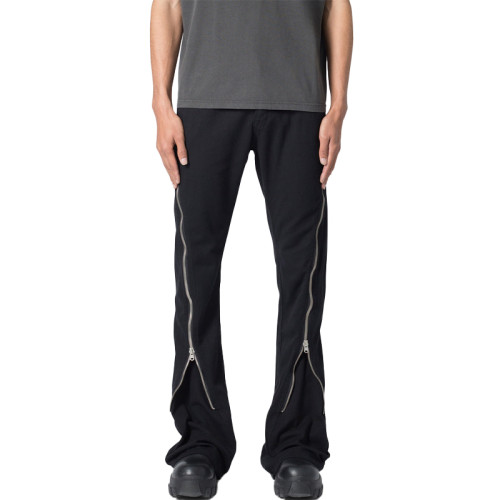 OEM pants | Double side zipper pants | Solid color pants | High-stretch pants | Slim-fit pants