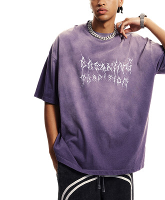 OEM T-shirt | Graffiti style t-shirt | High quality cotton | Sublimation print | Purple tee | Washed