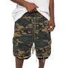 OEM shorts | Vintage camouflage shorts | Multi-pocket utility shorts | Dark greenish brown | Raggedy