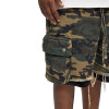 OEM shorts | Vintage camouflage shorts | Multi-pocket utility shorts | Dark greenish brown | Raggedy