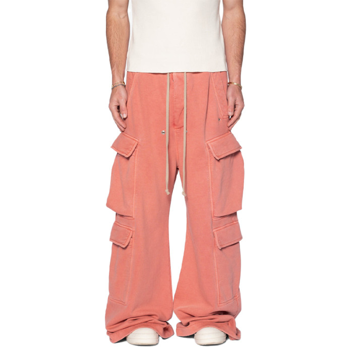 OEM pants | Oversized pants | Overalls | Solid color pants | Casual vacation style | Grapefruit red