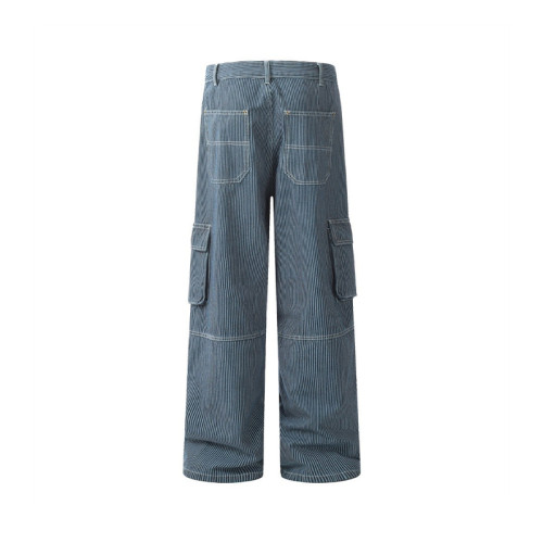 OEM pants | Vintage oversized denim pants | Striped denim pants | Multi-pocket pants | Minimalist