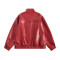 OEM jackets | Fashion red leather jacket | Stand-up collar jacket | Classic style jacket | Thickened