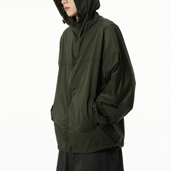 OEM jackets | Dark green windproof jacket | Adjustable elastic jacket | Waterproof windbreaker