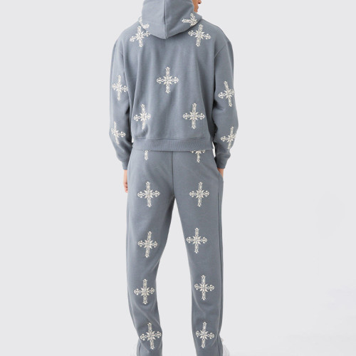 Oem jacket | Gray casual hooded jacket | Oversized jacket | Embroidered jackets | Sports suit