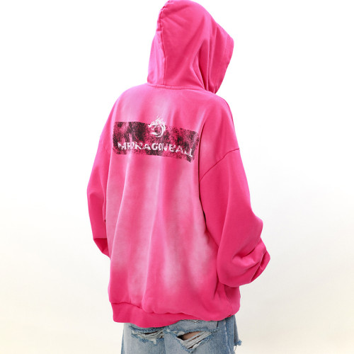 Custom hoodies | Street-style washed hoodie | False two-piece hoodie | Loose plus size hoodie