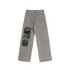 OEM pants | Creative graphic print pants | Straight loose denim pants | Washed denim pants