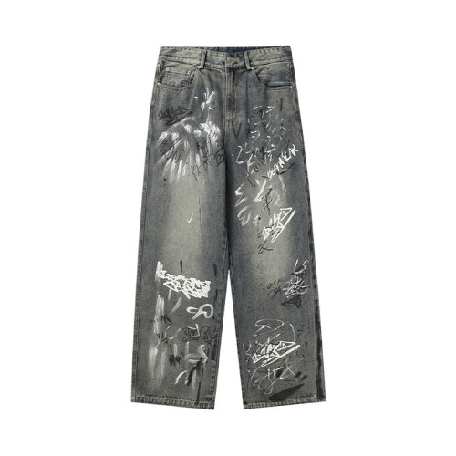 OEM pants | Colorful graffiti art pants | Street style graffiti denim pants | Vintage printed pants