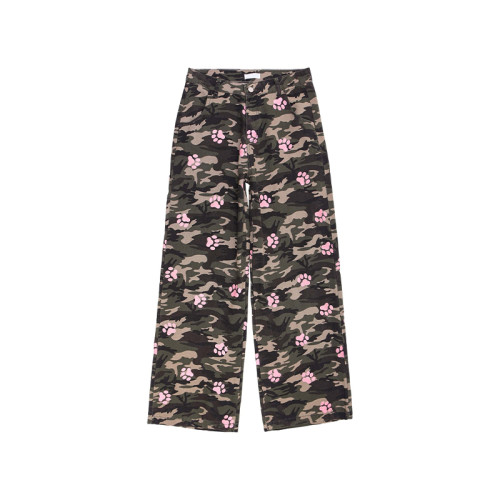 OEM pants | Men's camouflage denim pants | Loose straight pants | Pink printed streetwear pants