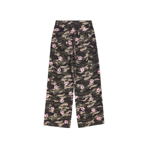 OEM pants | Men's camouflage denim pants | Loose straight pants | Pink printed streetwear pants