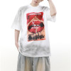 OEM t-shirt | Red lips graphic printed t-shirt | Gradient t-shirt | Men's summer oversized t-shirts