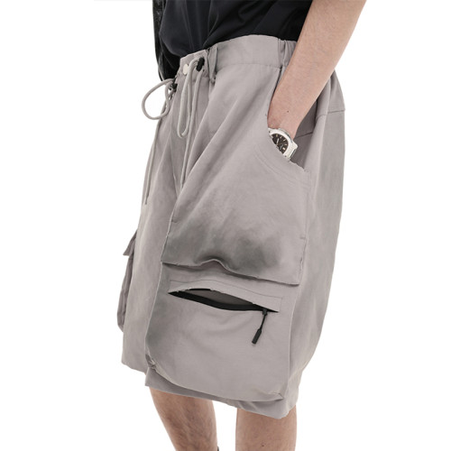 OEM shorts | Taro purple multi-pocket shorts | Quick-dry function shorts | Washed woven cargo shorts