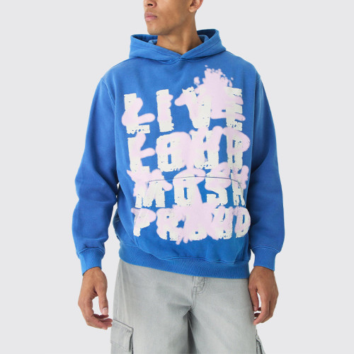 OEM hoodie | Blue hoodie | Street graffiti hoodie | Digital print hoodie | Skateboard sport hoodie