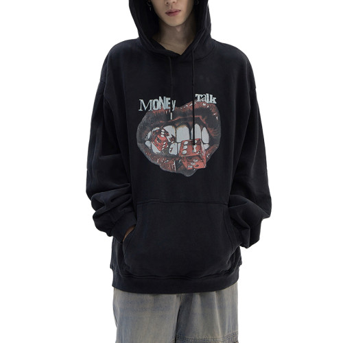 OEM hoodie | Sexy lips graphic print | Drawstring hoodie | Dice print hoodie | High-quality hoodie