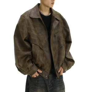 OEM jacket | Fall leather jacket | Men retro jacket | Slim handsome jacket | Locomotive short jacket