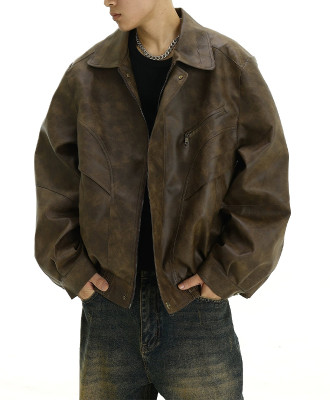 OEM jacket | Fall leather jacket | Men retro jacket | Slim handsome jacket | Locomotive short jacket