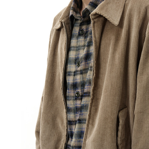 OEM jacket | Brown corduroy casual jacket | Men's fall / winter warm jacket | Zipper design jacket