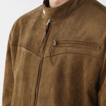OEM jacket | Brown suede jacket | Stand-up zipper jacket | Motorcycle jacket | High quality jacket