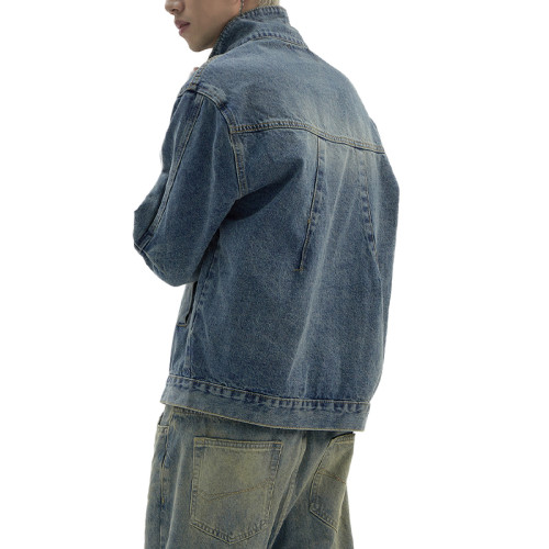 OEM jacket | Mens denim vintage jacket | Old worn out washed jacket | Stylish stand up collar jacket