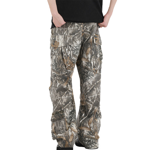 OEM pants | Multi-pocket cargo camo pants | Street graffiti style pants | High-stretch denim pants