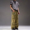 OEM pants | Ripped cargo pants | Olive green washed pants | Multifunctional street hiphop pants