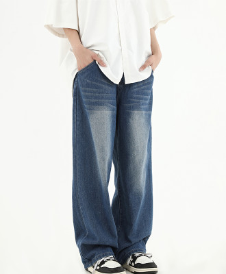 OEM pants | Men's casual loose pants | Wear-resistant washed denim pants | High-stretch denim pants