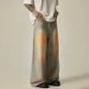 OEM pants | Acid washed denim pants | Men's Japanese retro style pants | Smudge denim pants