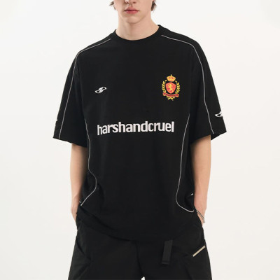 Couple unisex loose sports t-shirt | Black world soccer cup jersey t-shirt | Streetwear manufacturer