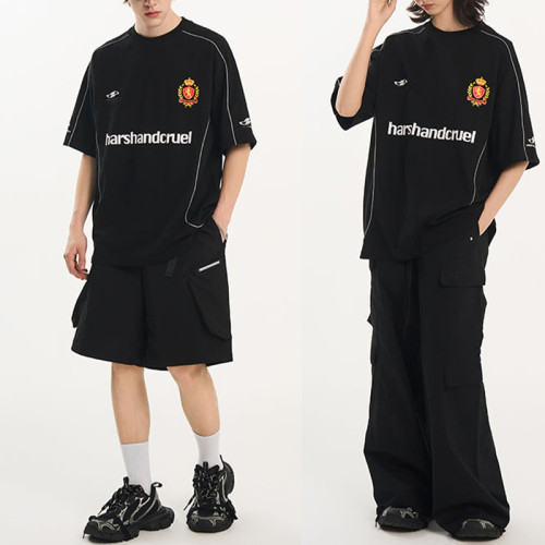 Couple unisex loose sports t-shirt | Black world soccer cup jersey t-shirt | Streetwear manufacturer