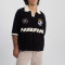 Black and white knit sport polo | Street embroider graphic | Soccer cup style tee | Garment supplier