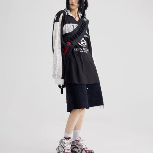 Long sleeve mesh jersey | High-quality digital print | Loose lapel collar polo | Streetwear supplier